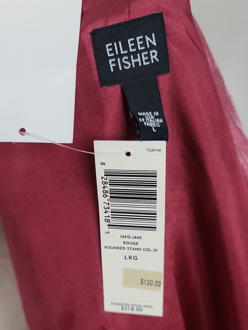 Vtg Y2K Eileen Fisher Shimmer Rouge Pink Open-Front Shawl Collar Blazer Jacket L - Picture 15 of 15